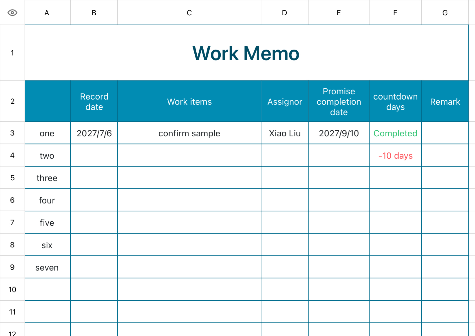 Work Memo